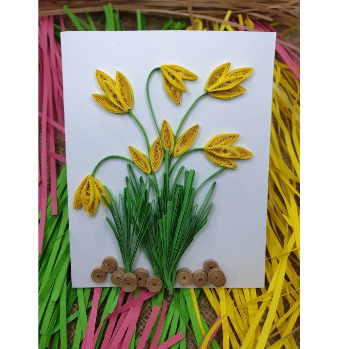 Gift Card - Yellow Flowers with Green Leaves Design