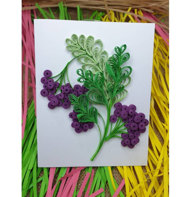 Gift Card - Purple Flowers with Green Leaves Design