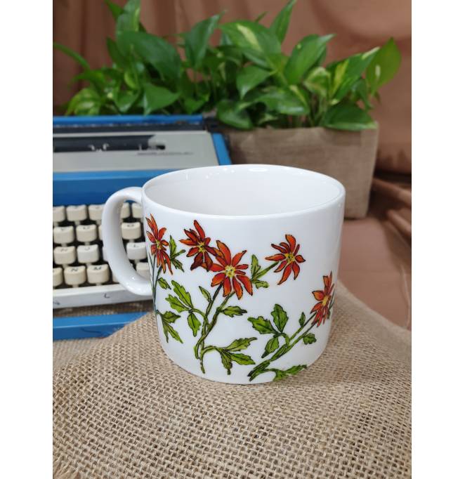 Mug with Thank You and Flowers Prints